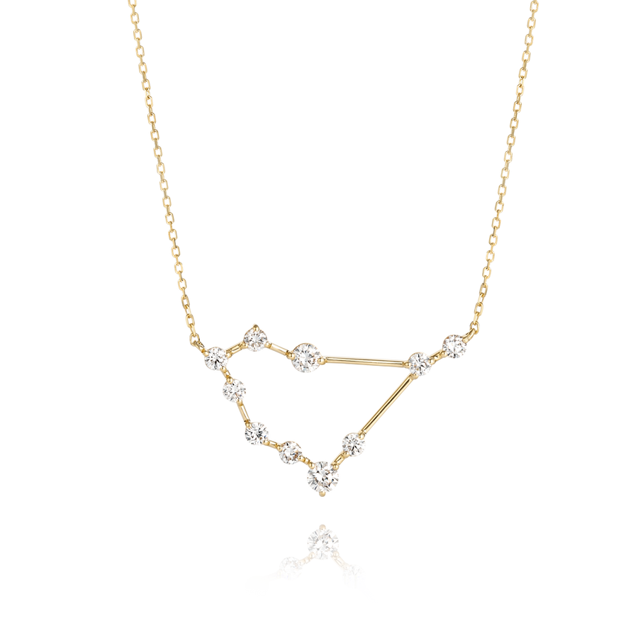 Capricorn Constellation Natural Diamond Pendant Yellow Gold