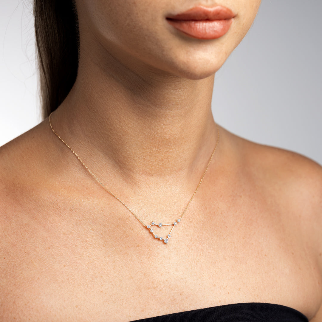 Capricorn Constellation Lab-Grown Diamond Pendant Yellow Gold