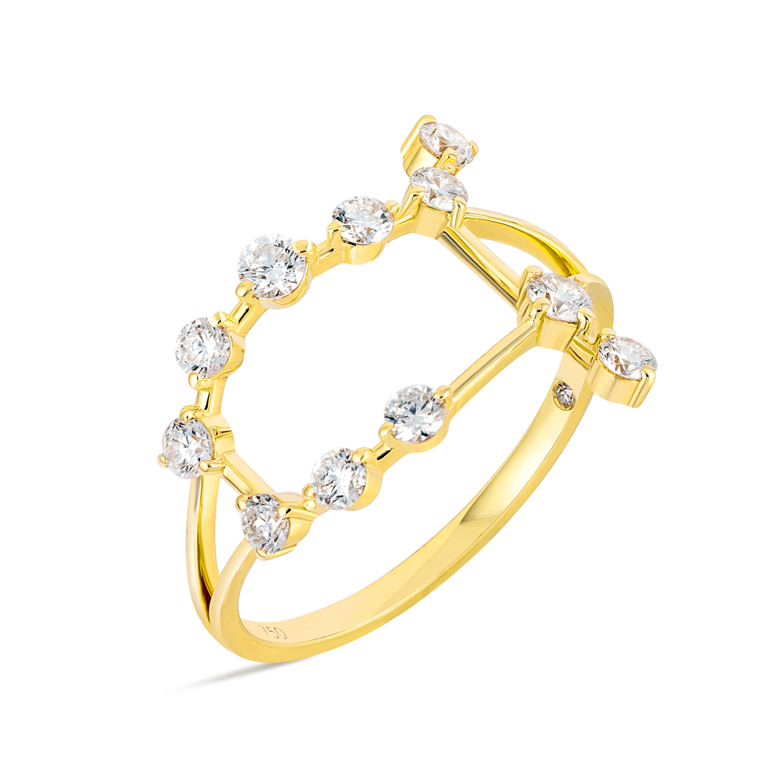 Gemini Constellation Lab-Grown Diamond Ring Yellow Gold