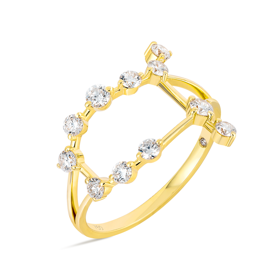 Gemini Constellation Lab-Grown Diamond Ring Yellow Gold