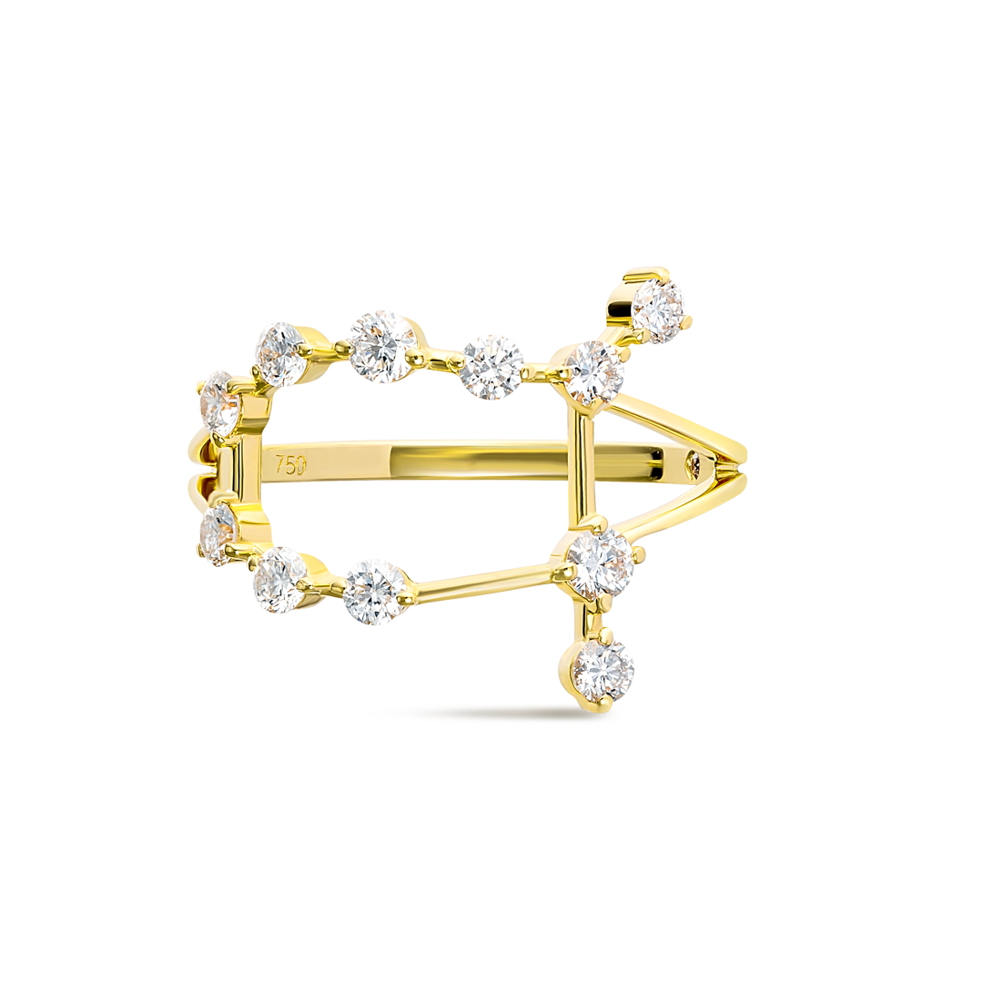Gemini Constellation Lab-Grown Diamond Ring Yellow Gold