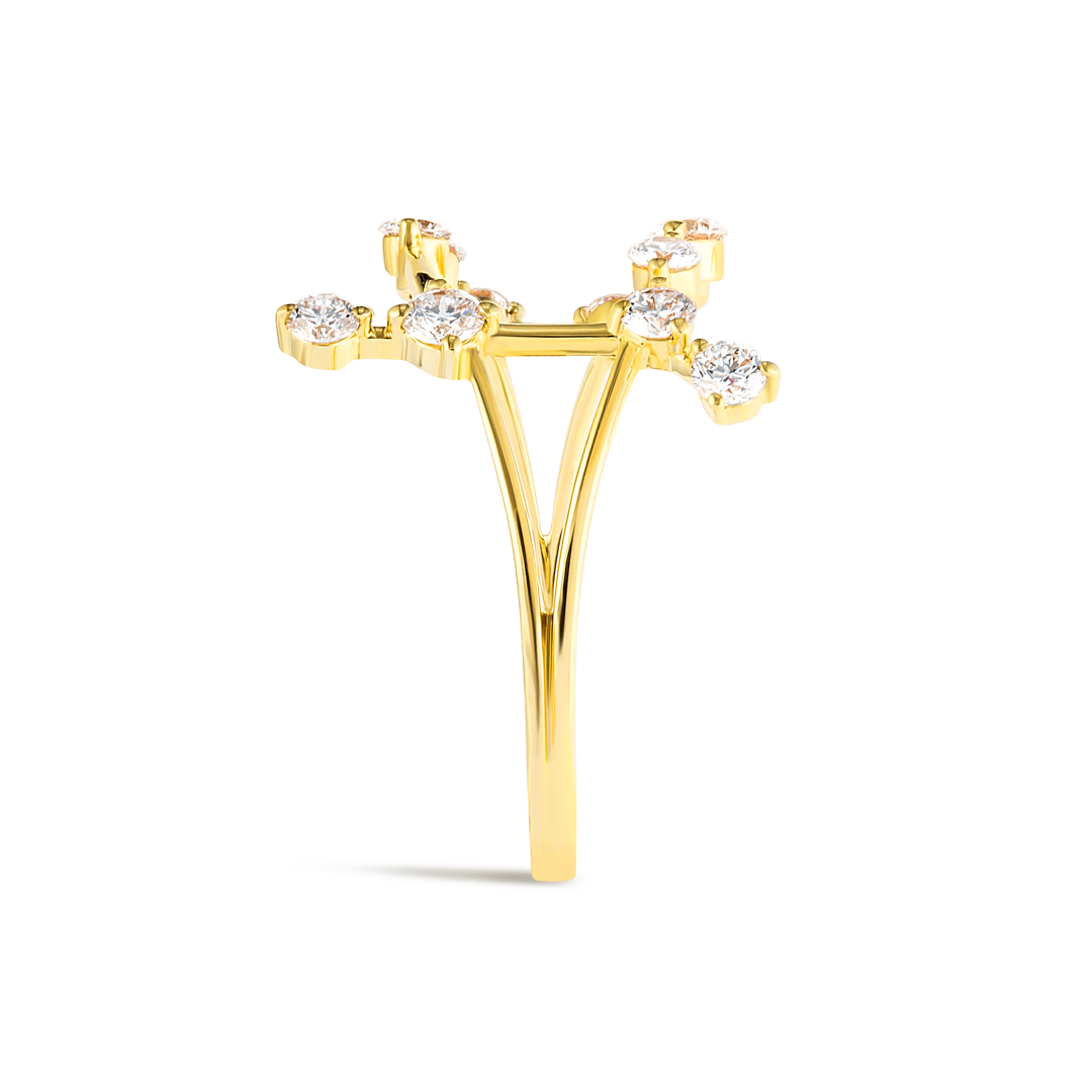 Gemini Constellation Lab-Grown Diamond Ring Yellow Gold
