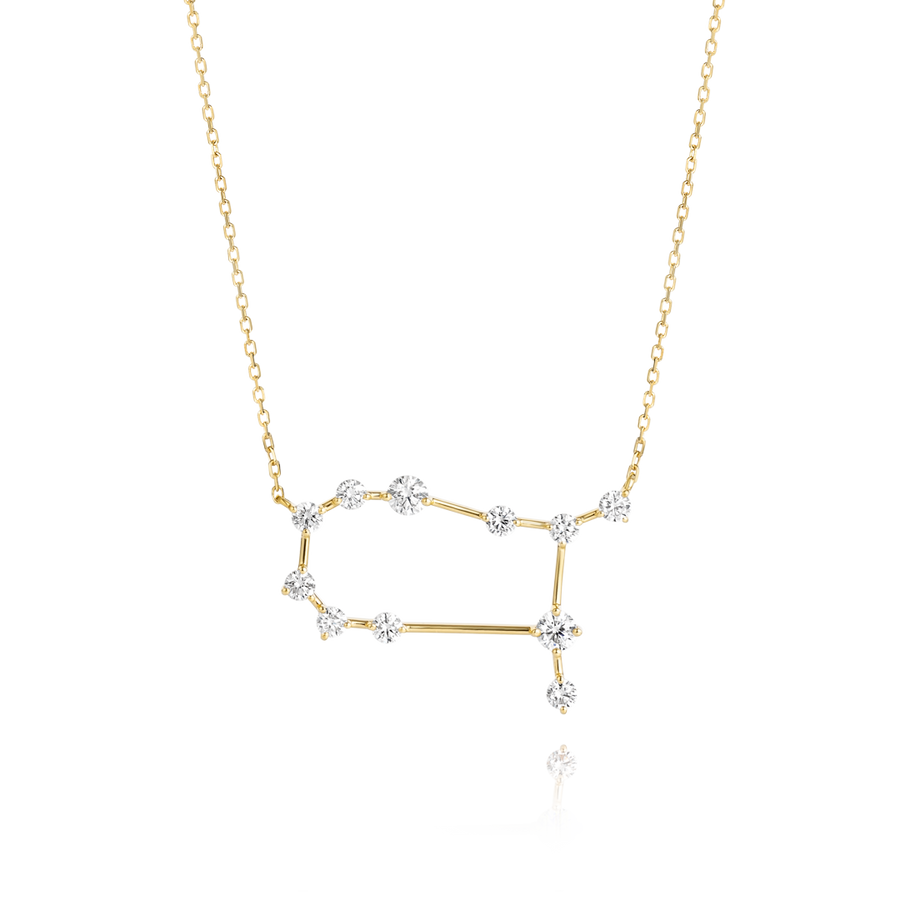 Gemini Constellation Natural Diamond Pendant Yellow Gold