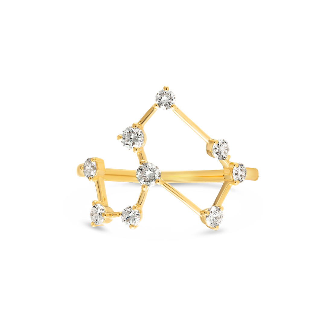 Leo Constellation Lab-Grown Diamond Ring Yellow Gold