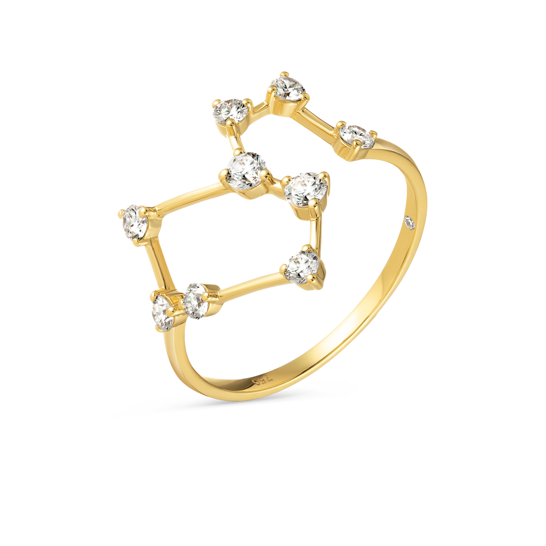 Leo Constellation Lab-Grown Diamond Ring Yellow Gold