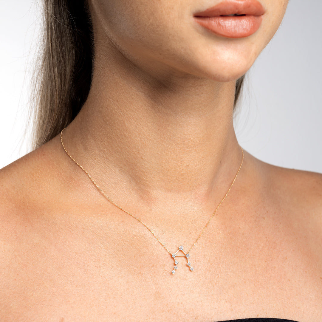 Libra Constellation Lab-Grown Diamond Pendant Yellow Gold