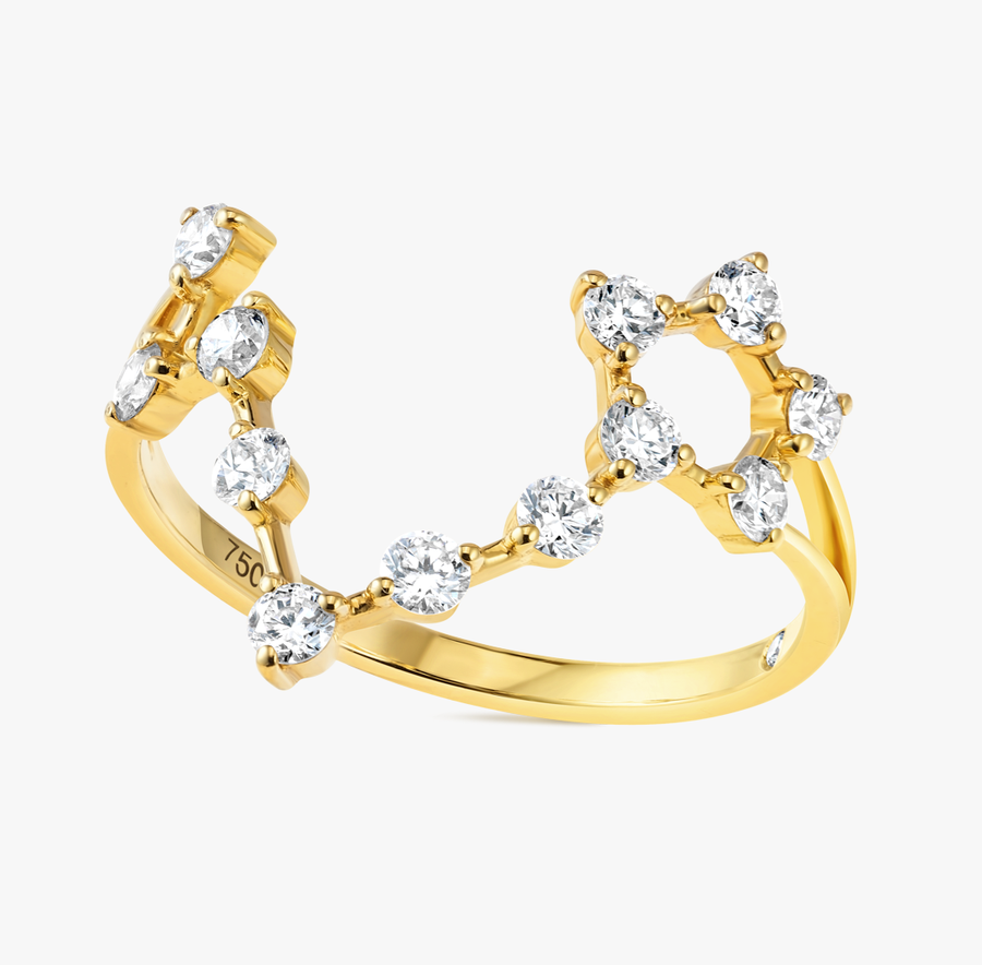 Pisces Constellation Lab-Grown Diamond Ring Yellow Gold