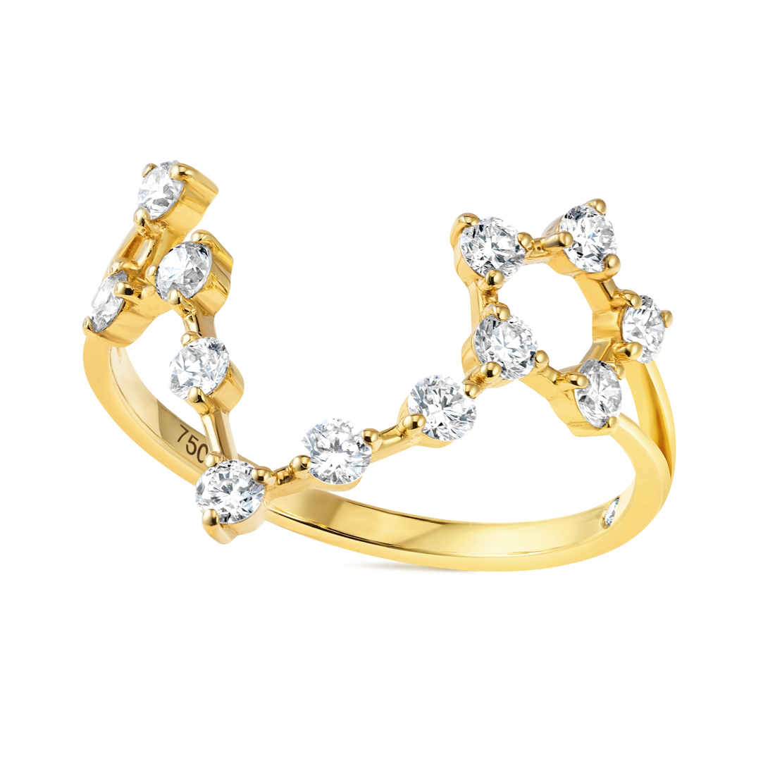 Pisces Constellation Lab-Grown Diamond Ring Yellow Gold