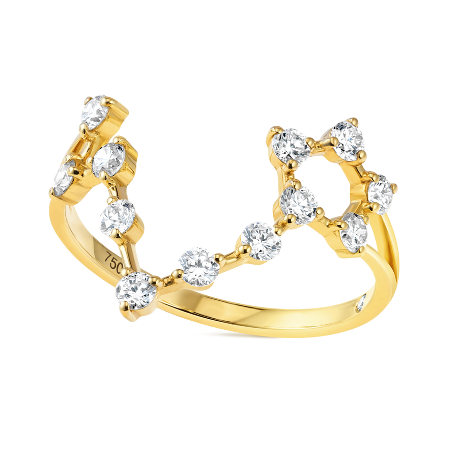 Pisces Constellation Lab-Grown Diamond Ring Yellow Gold