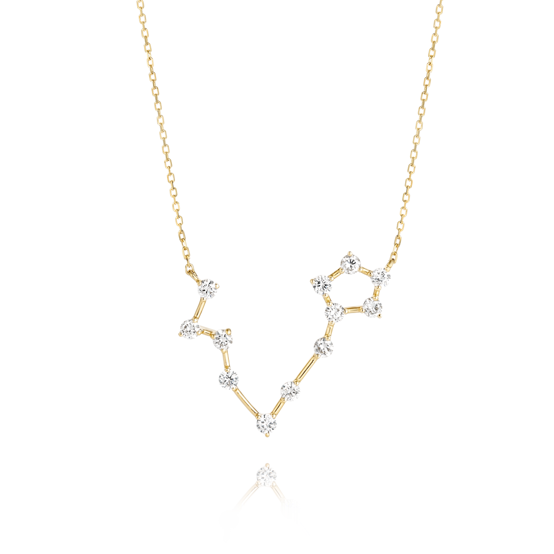 Pisces Constellation Lab-Grown Diamond Pendant Yellow Gold