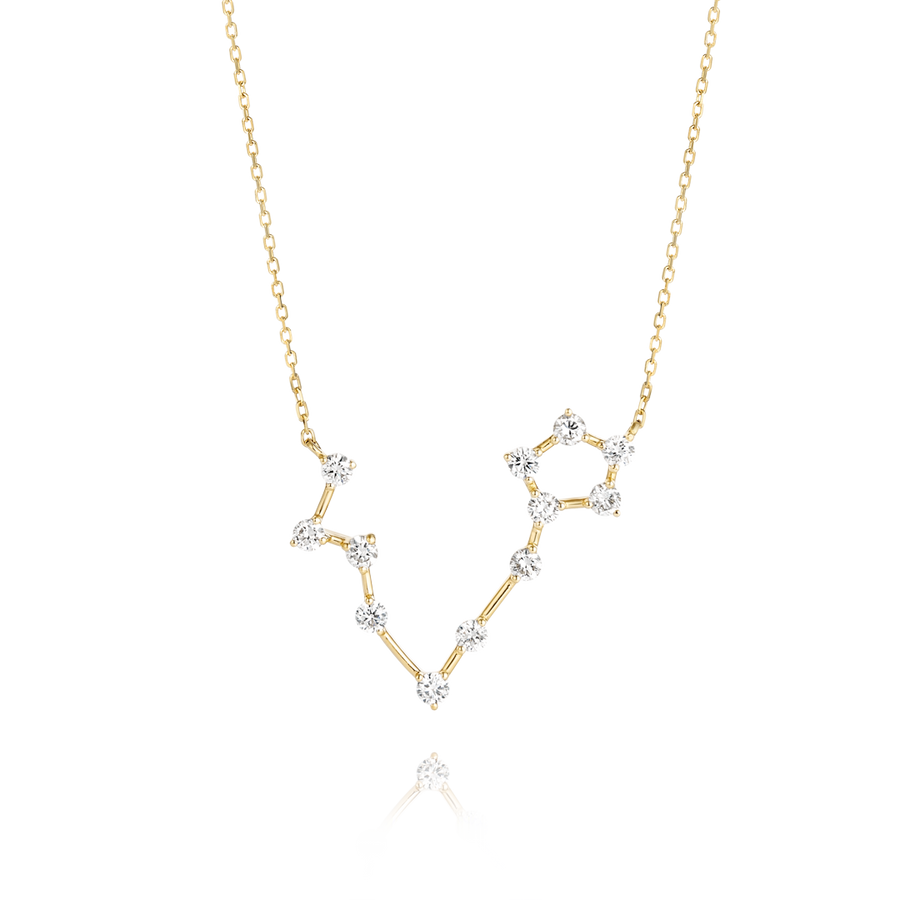 Pisces Constellation Natural Diamond Pendant Yellow Gold