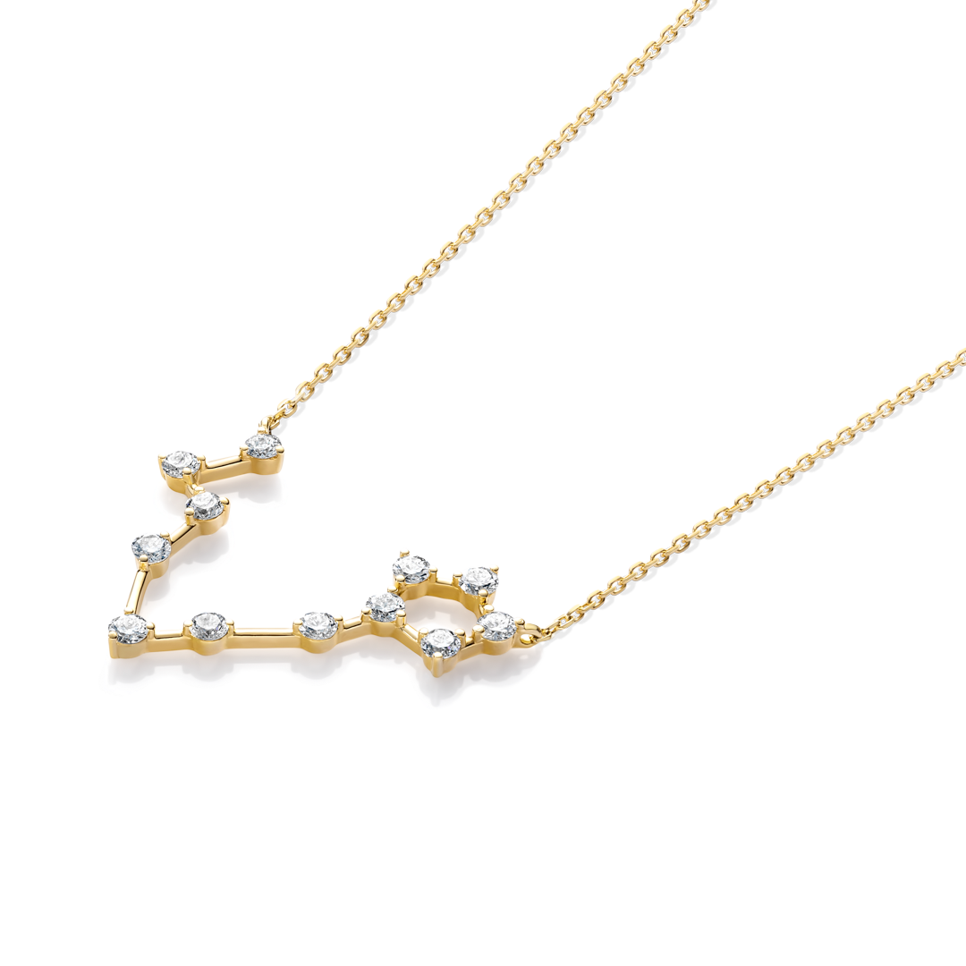 Pisces Constellation Lab-Grown Diamond Pendant Yellow Gold