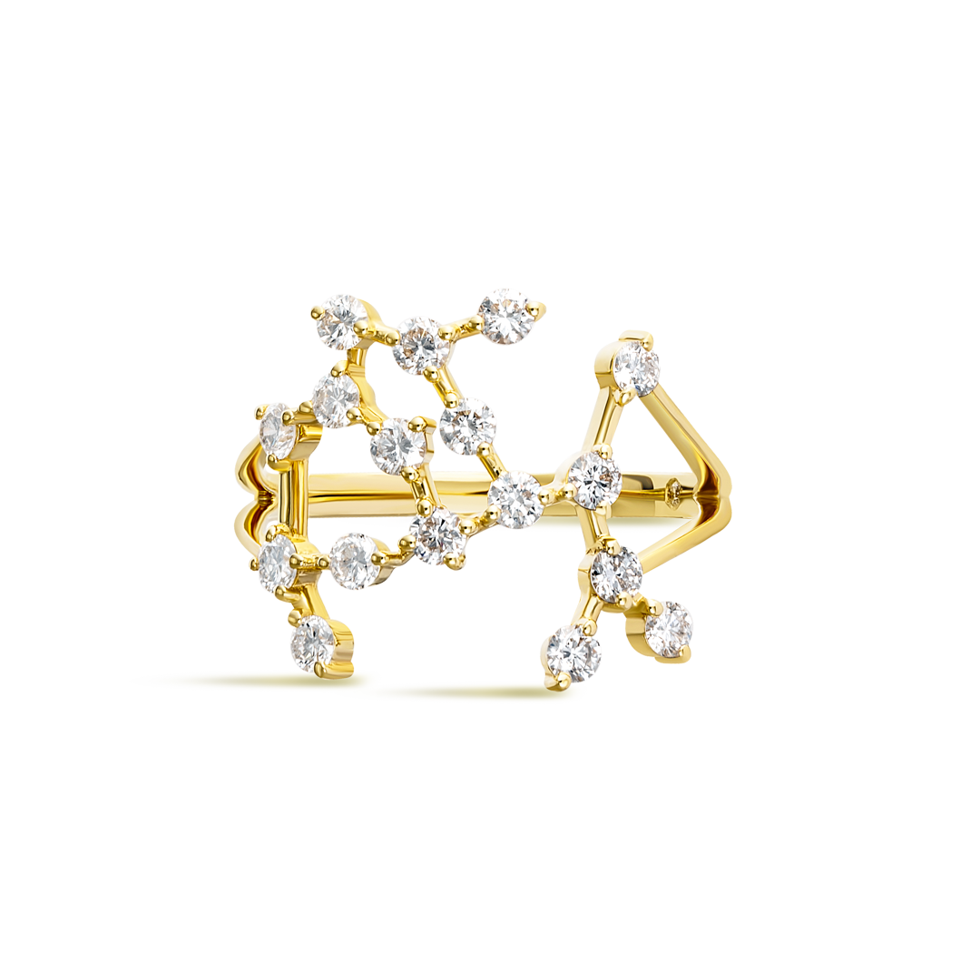 Sagittarius Constellation Lab-Grown Diamond Ring Yellow Gold