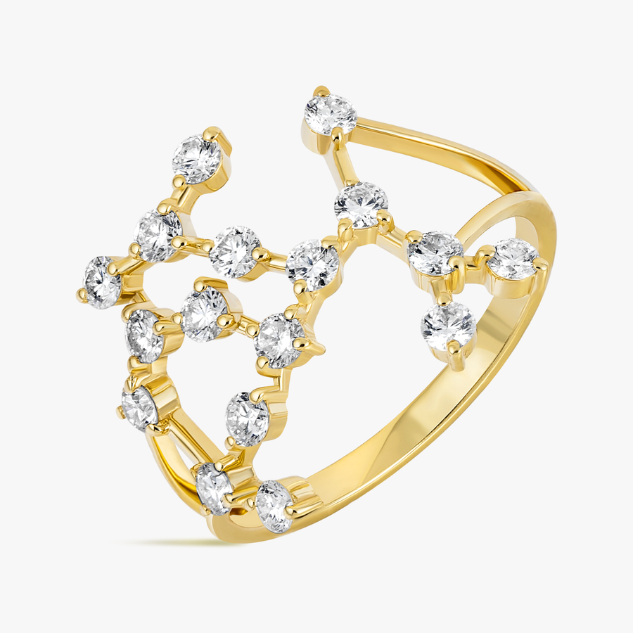 Sagittarius Constellation Lab-Grown Diamond Ring Yellow Gold