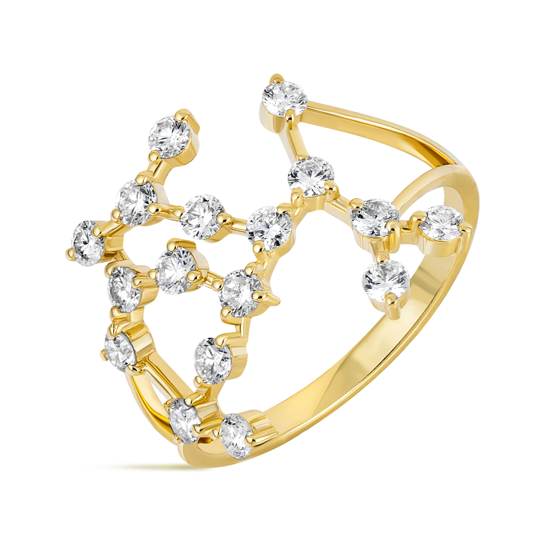Sagittarius Constellation Lab-Grown Diamond Ring Yellow Gold