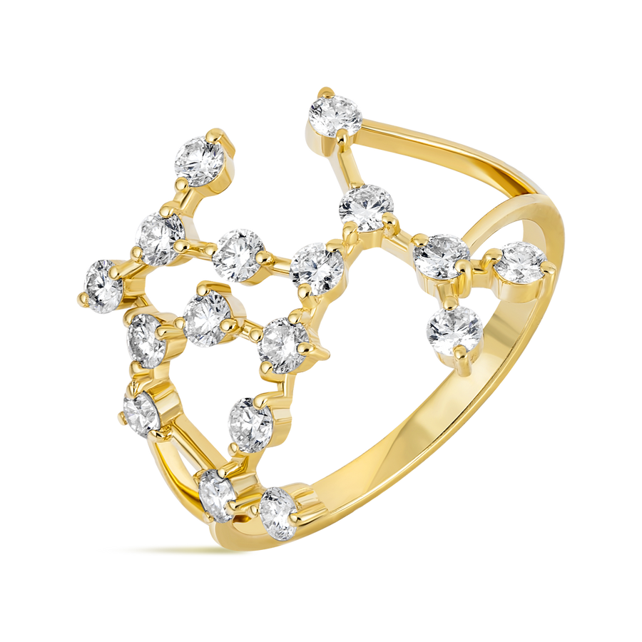 Sagittarius Constellation Lab-Grown Diamond Ring Yellow Gold