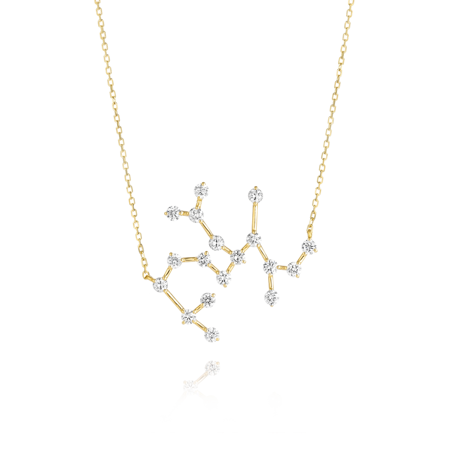 Sagittarius Constellation Natural Diamond Pendant Yellow Gold
