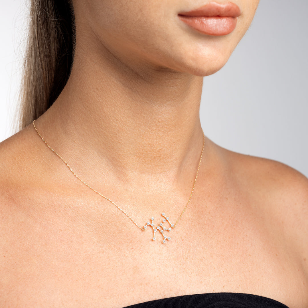 Sagittarius Constellation Lab-Grown Diamond Pendant Yellow Gold