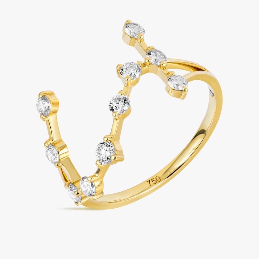Scorpio Constellation Lab-Grown Diamond Ring Yellow Gold