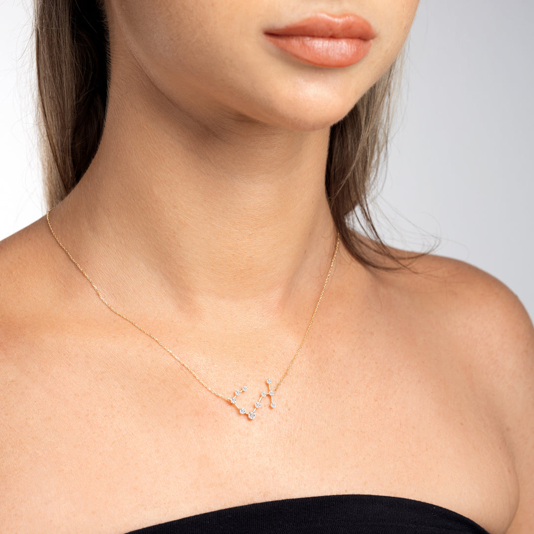 Scorpio Constellation Lab-Grown Diamond Pendant Yellow Gold