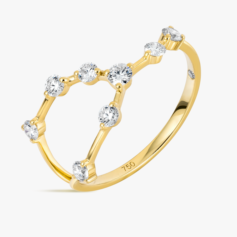 Taurus Constellation Lab-Grown Diamond Ring Yellow Gold