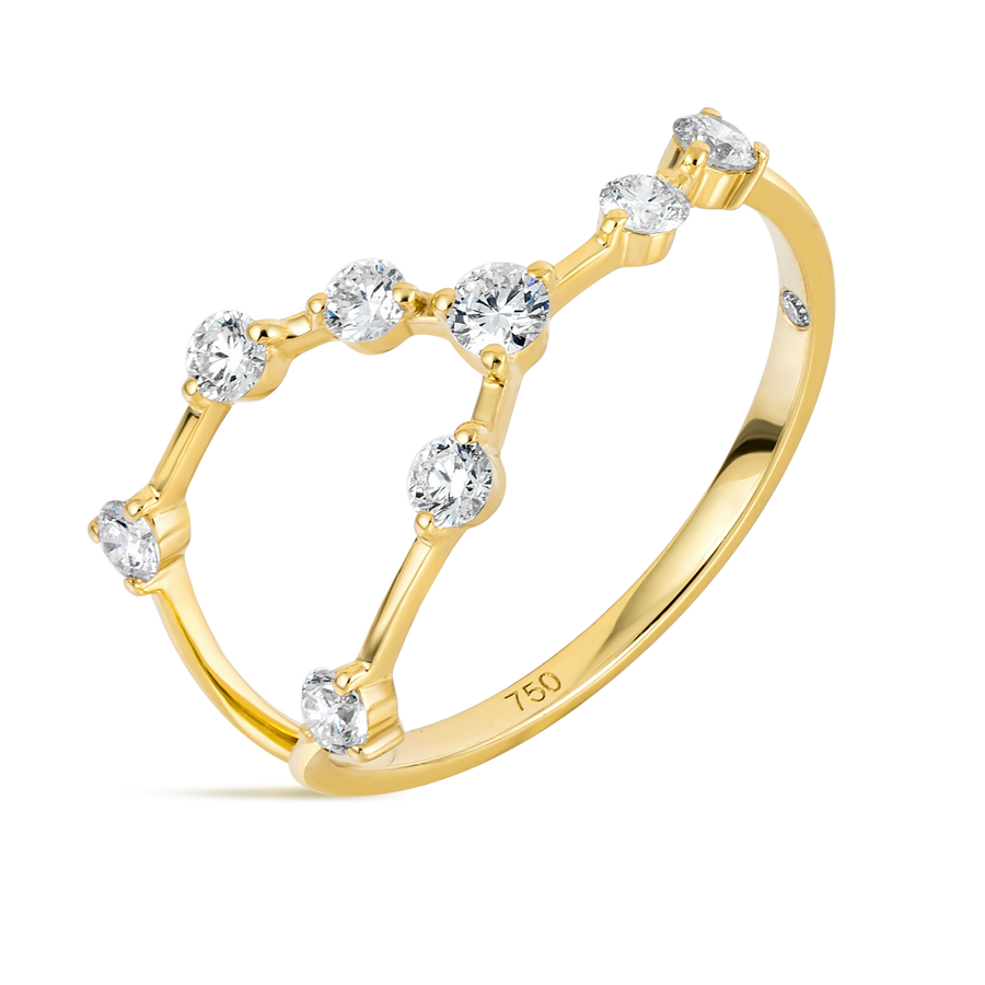 Taurus Constellation Lab-Grown Diamond Ring Yellow Gold