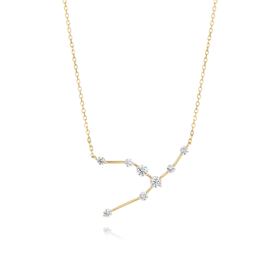 Taurus Constellation Natural Diamond Pendant Yellow Gold