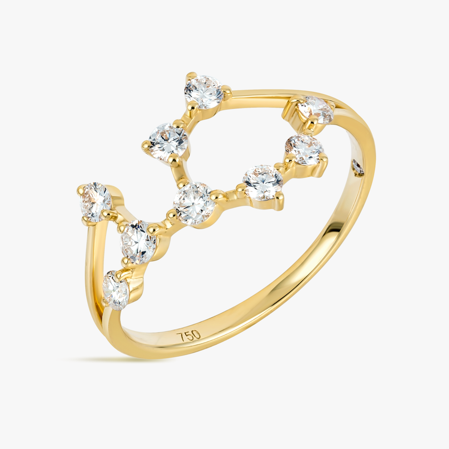 Virgo Constellation Lab-Grown Diamond Ring Yellow Gold