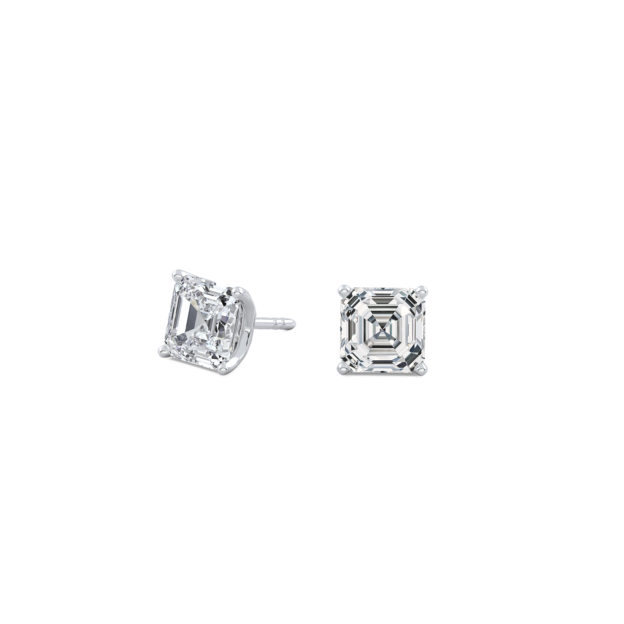 2ct Each (4ct Total) Asscher Lab-Grown Diamond Stud Earrings White Gold