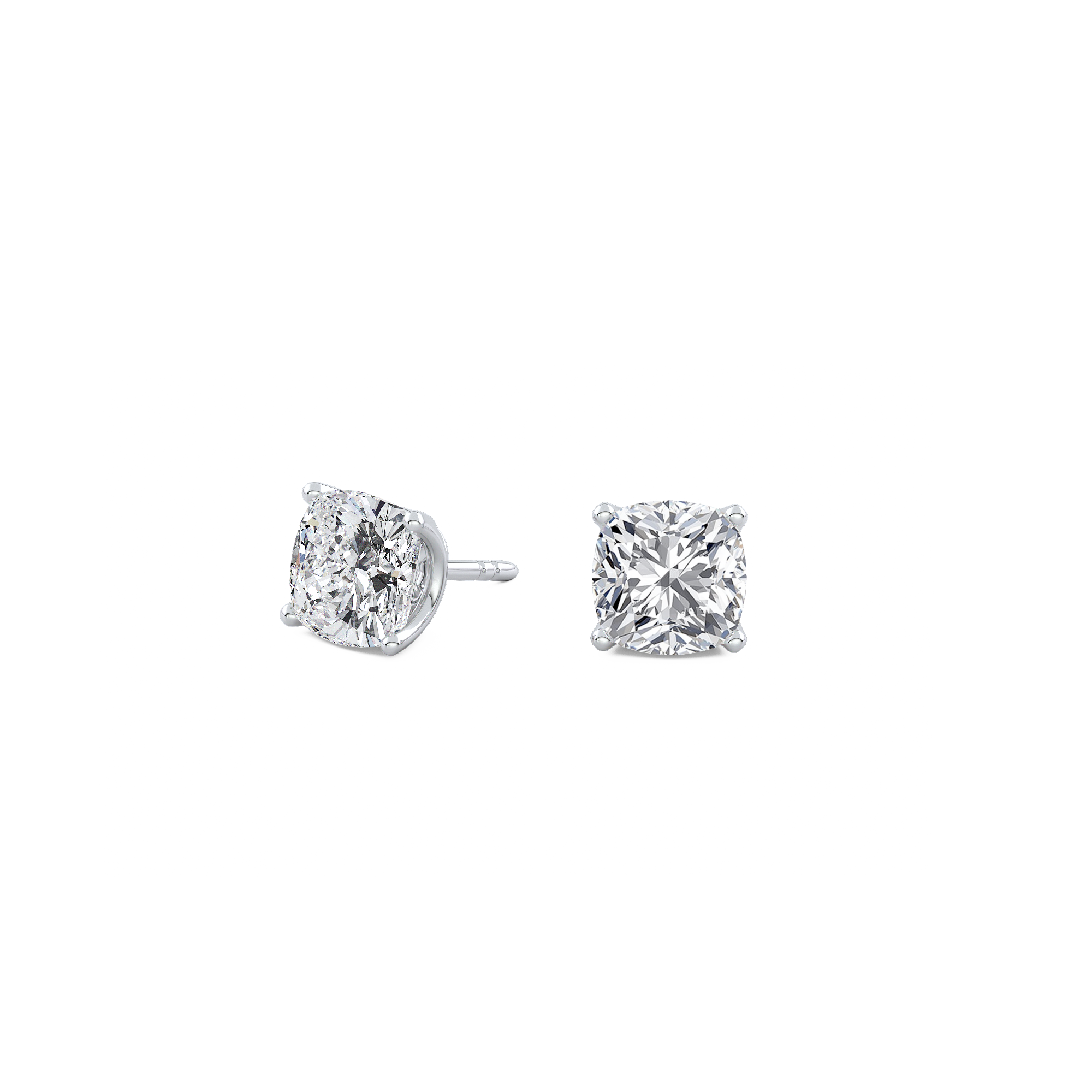 2ct Each (4ct Total) Cushion Lab-Grown Diamond Stud Earrings White Gold