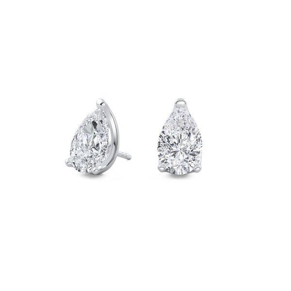 3ct Each (6ct Total) Pear Lab-Grown Diamond Stud Earrings White Gold