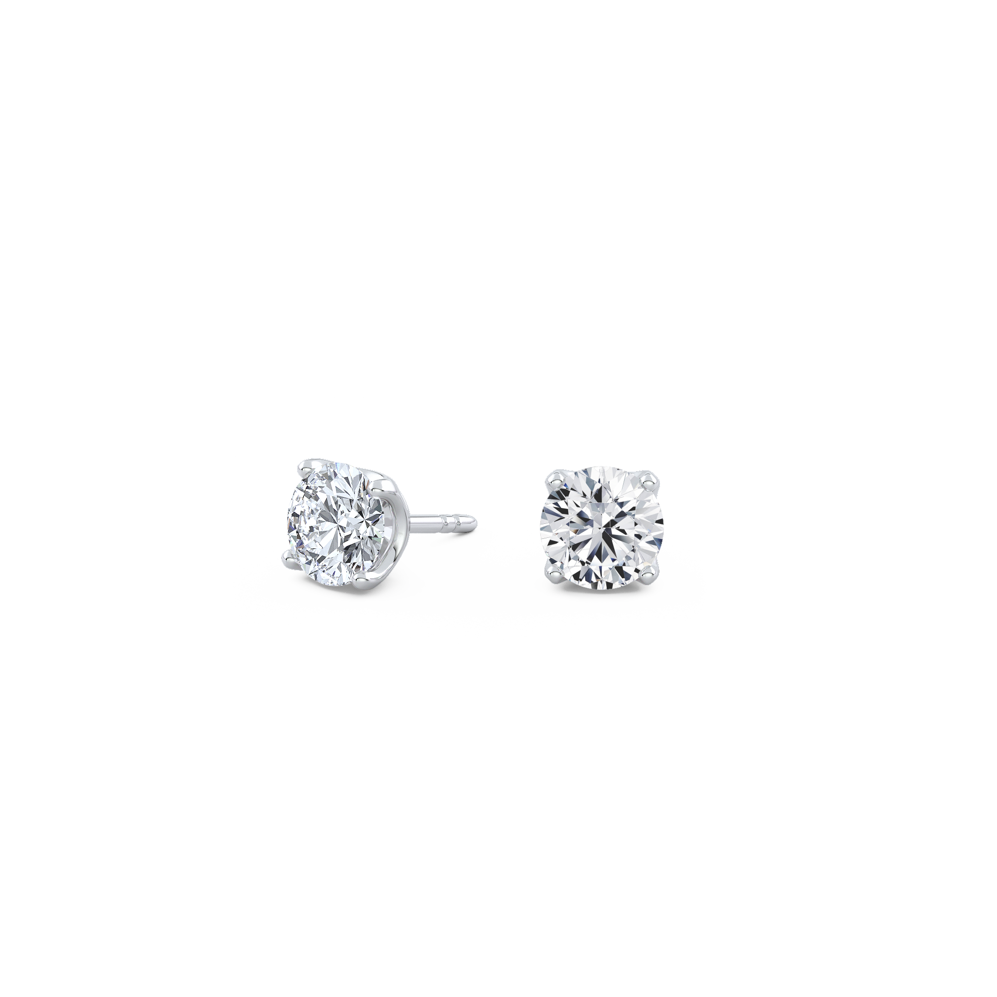 1ct Each (2ct Total) Round Lab-Grown Diamond Stud Earrings White Gold