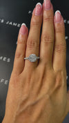 1 Carat Natural Halo Engagement Ring - Cushion Diamond in 18k White Gold Setting