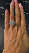 5 Carat Lab-Grown Diamond Engagement Ring - Heart Halo in 18k White Gold Setting