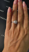 2.5 Carat Natural Trilogy Engagement Ring - Emerald Diamond