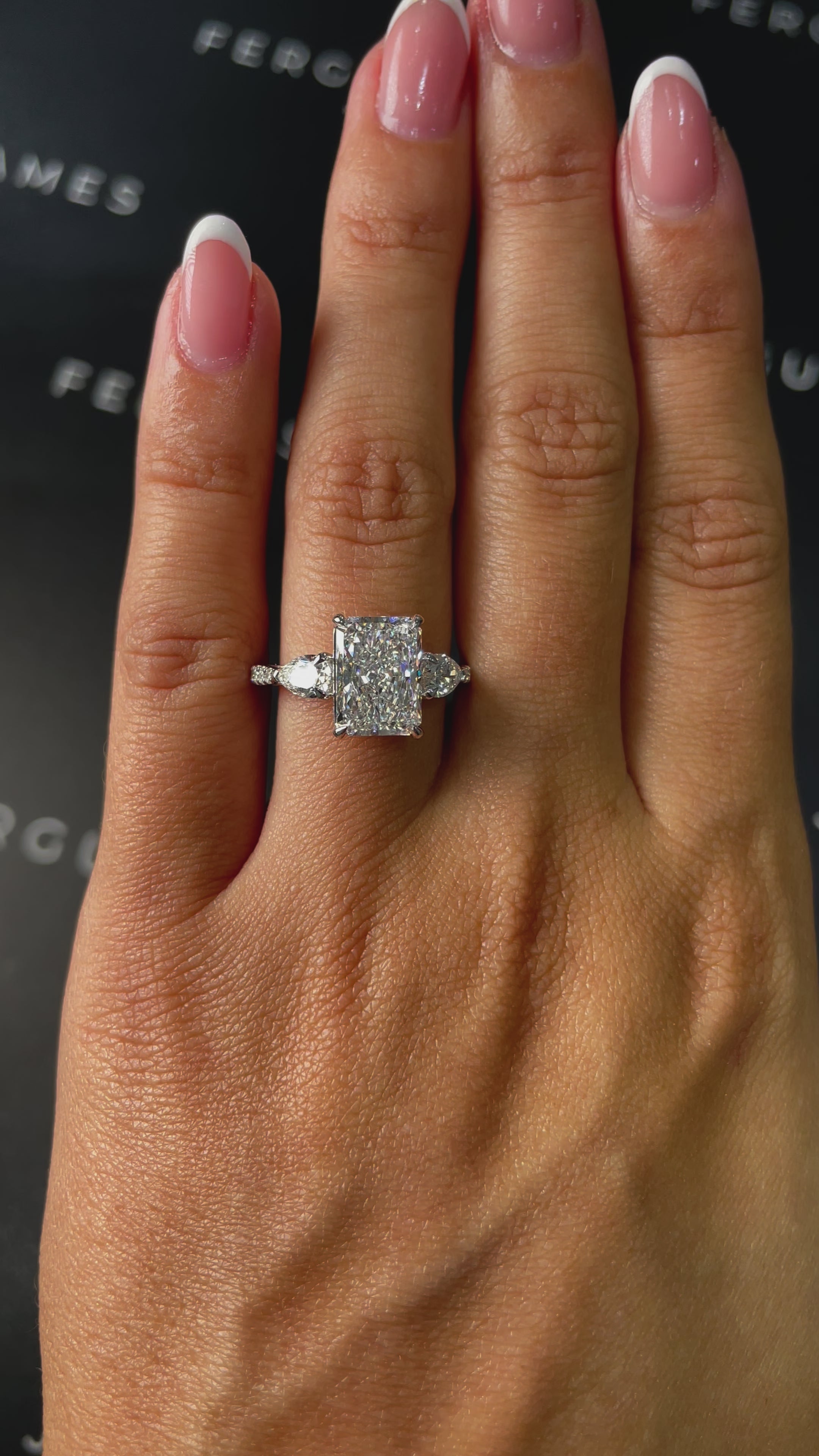 3 Carat Lab-Grown Trilogy Engagement Ring - Radiant Diamond in 18k White Gold Setting