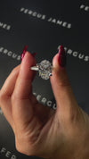 6 Carat Natural Diamond Band Engagement Ring - Oval Diamond in 18k White Gold Setting