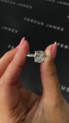 3 Carat Natural Diamond Engagement Ring - Cushion Diamond Band in 18k White Gold Setting