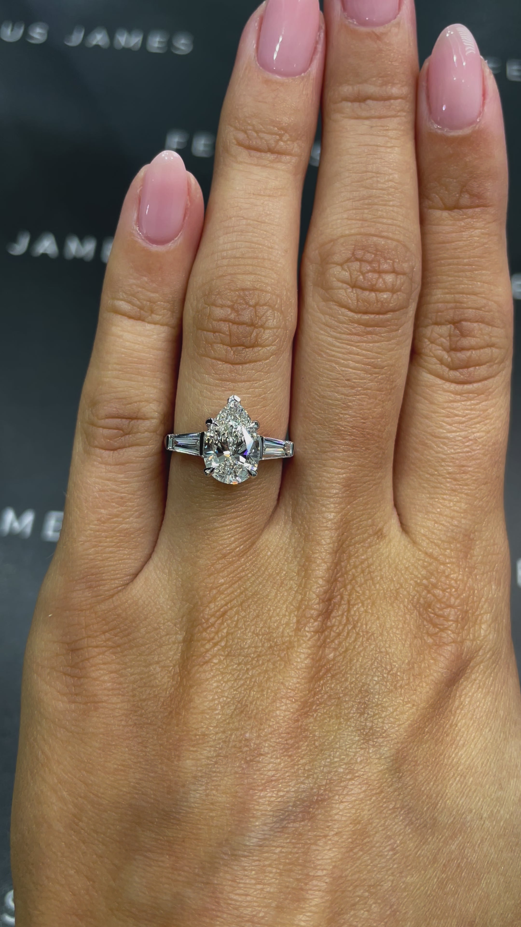 2 Carat Diamond Engagement Ring - Pear Trilogy in 18k White Gold