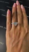 5 Carat Lab-Grown Diamond Engagement Ring - Heart Diamond Band in 18k White Gold Setting