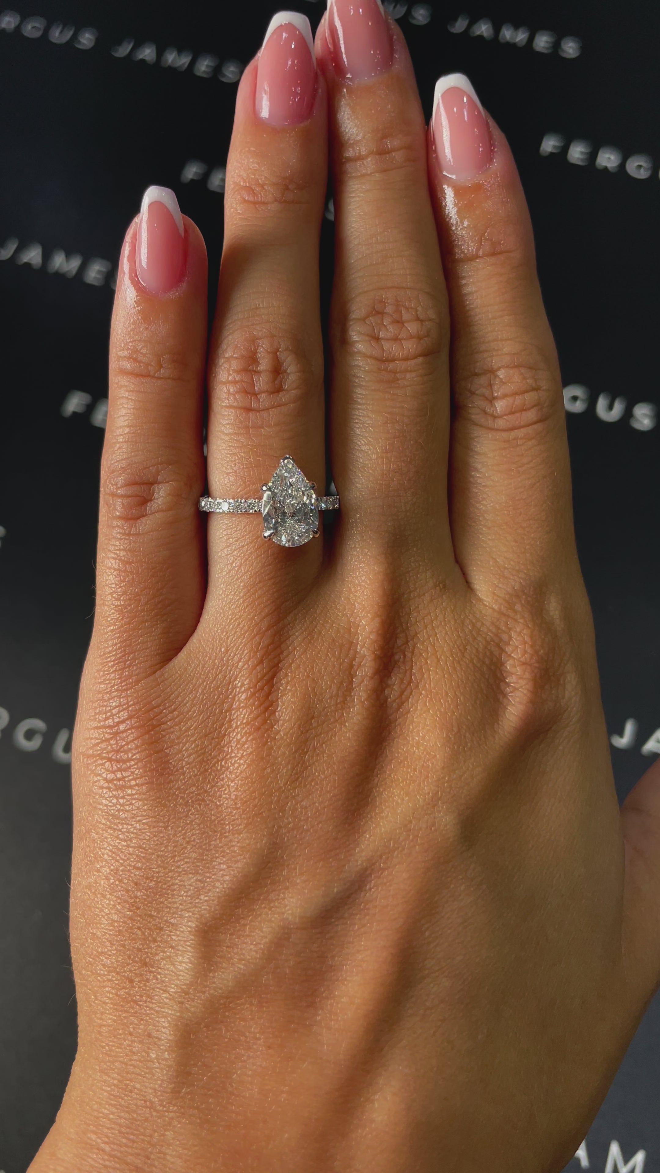 2 Carat Diamond Engagement Ring - Pear Diamond Band in 18k White Gold