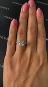 3 Carat Natural Diamond Engagement Ring - Cushion Diamond Band in 18k White Gold Setting