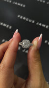 1 Carat Natural Halo Engagement Ring - Cushion Diamond in 18k White Gold Setting