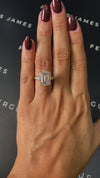 6 Carat Lab-Grown Trilogy Engagement Ring - Emerald Diamond