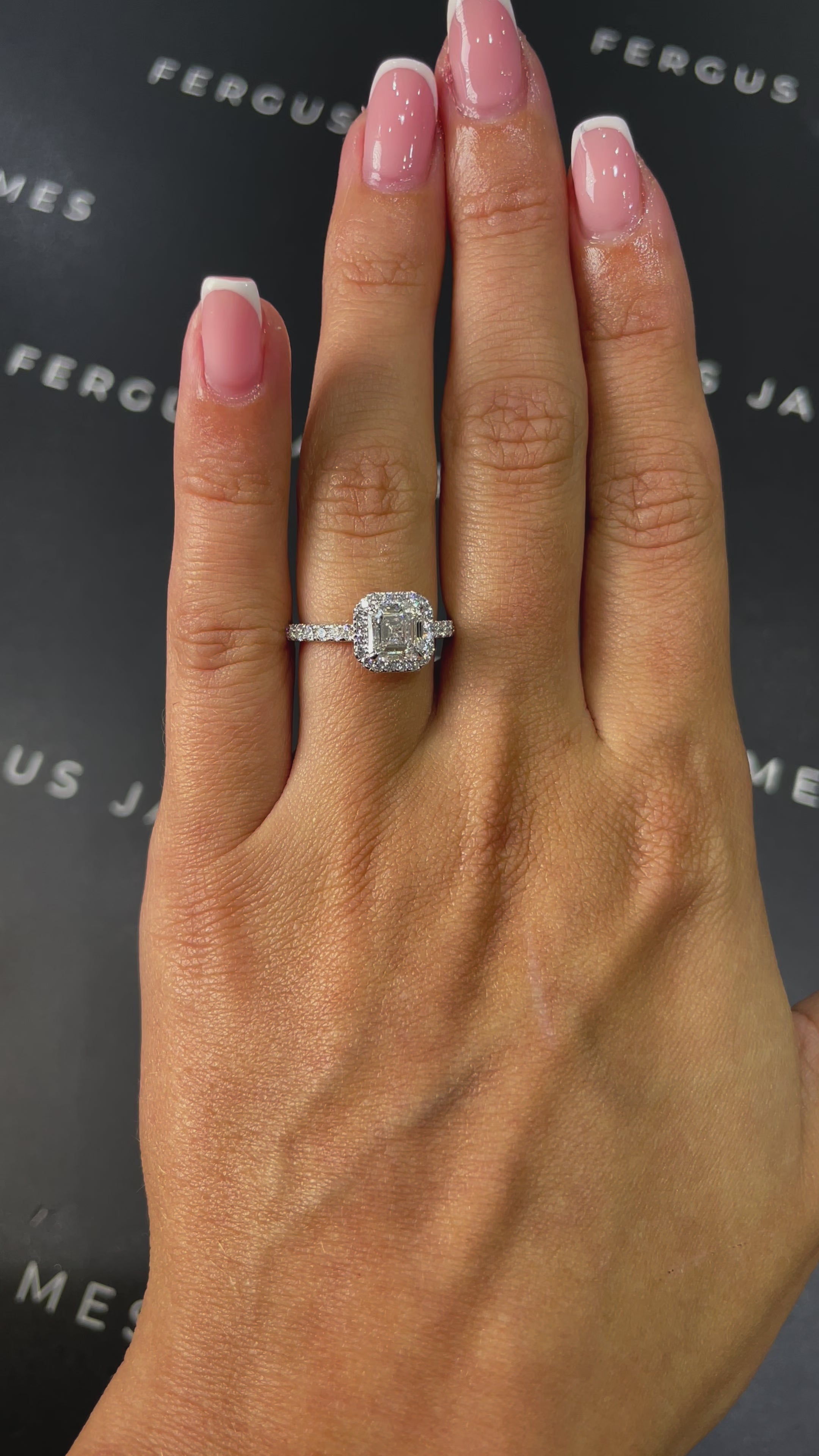 1.5 Carat Lab-Grown Halo Engagement Ring - Asscher Diamond in 18k White Gold Setting