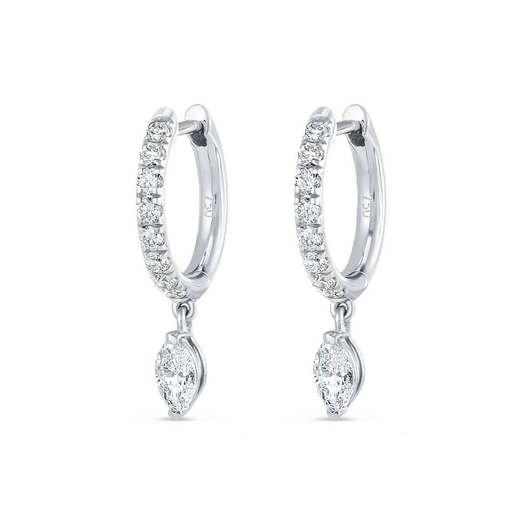 Marquise Natural Diamond Drop Earrings White Gold