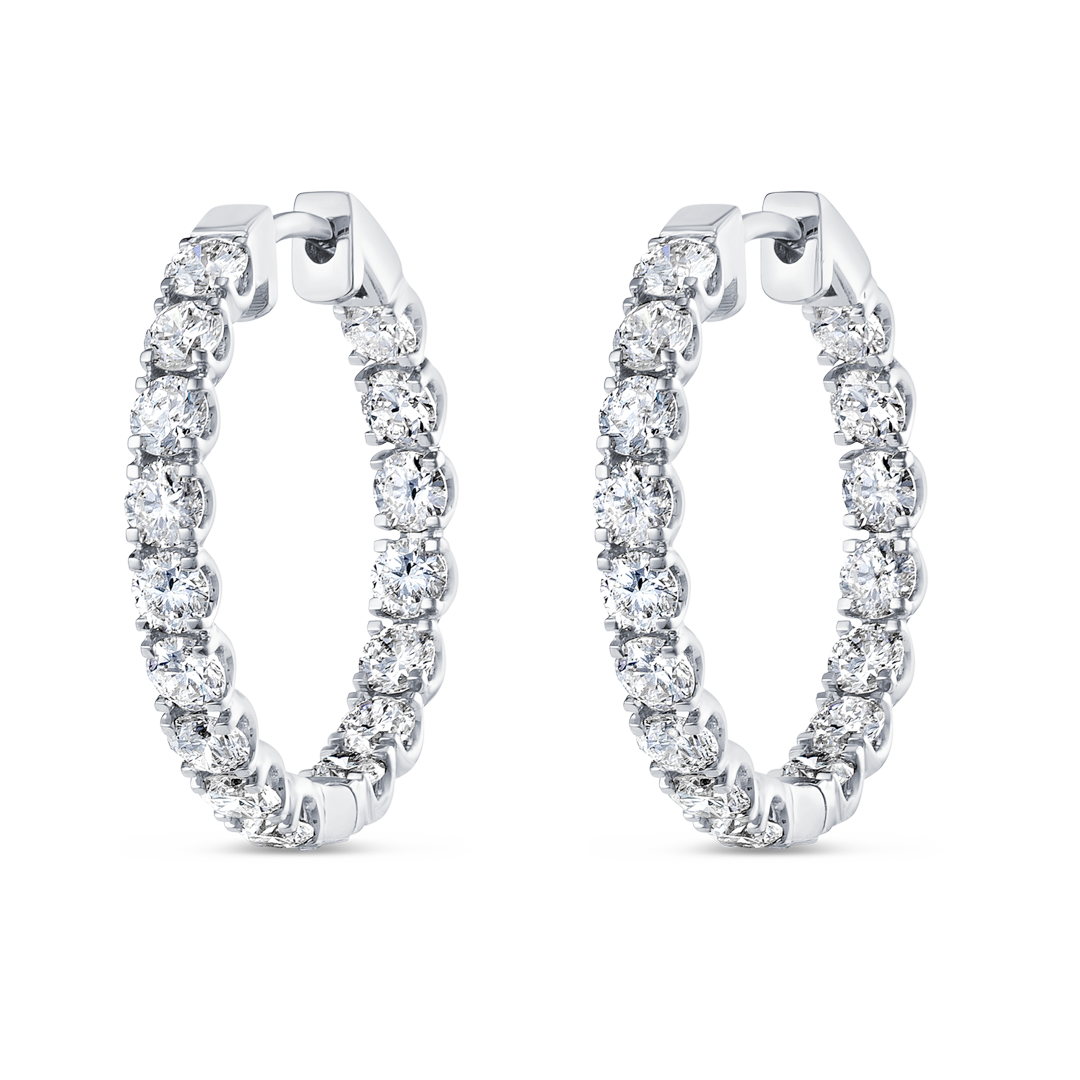 Inside Out Natural Diamond Hoop Earrings White Gold
