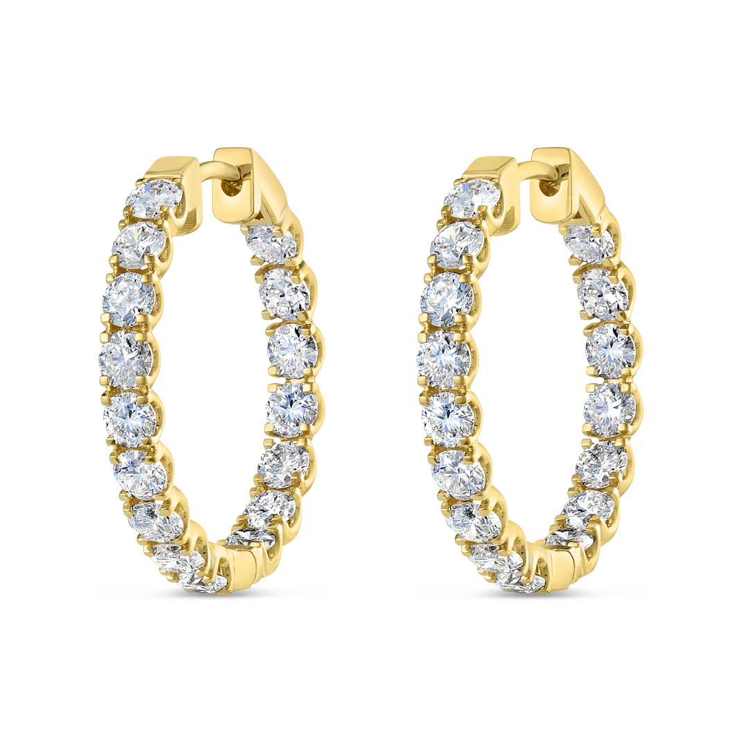 Inside Out Natural Diamond Hoop Earrings Yellow Gold
