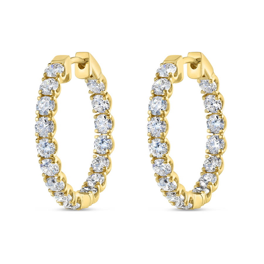 Inside Out Natural Diamond Hoop Earrings Yellow Gold