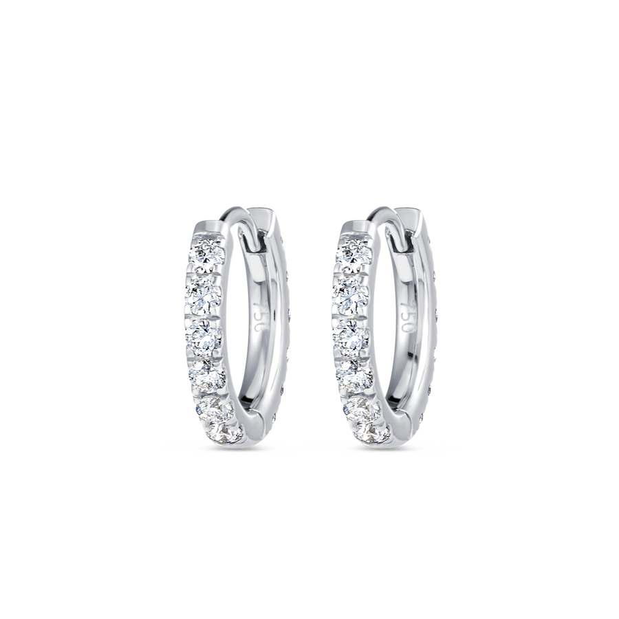 Small Natural Diamond Huggie Earrings White Gold